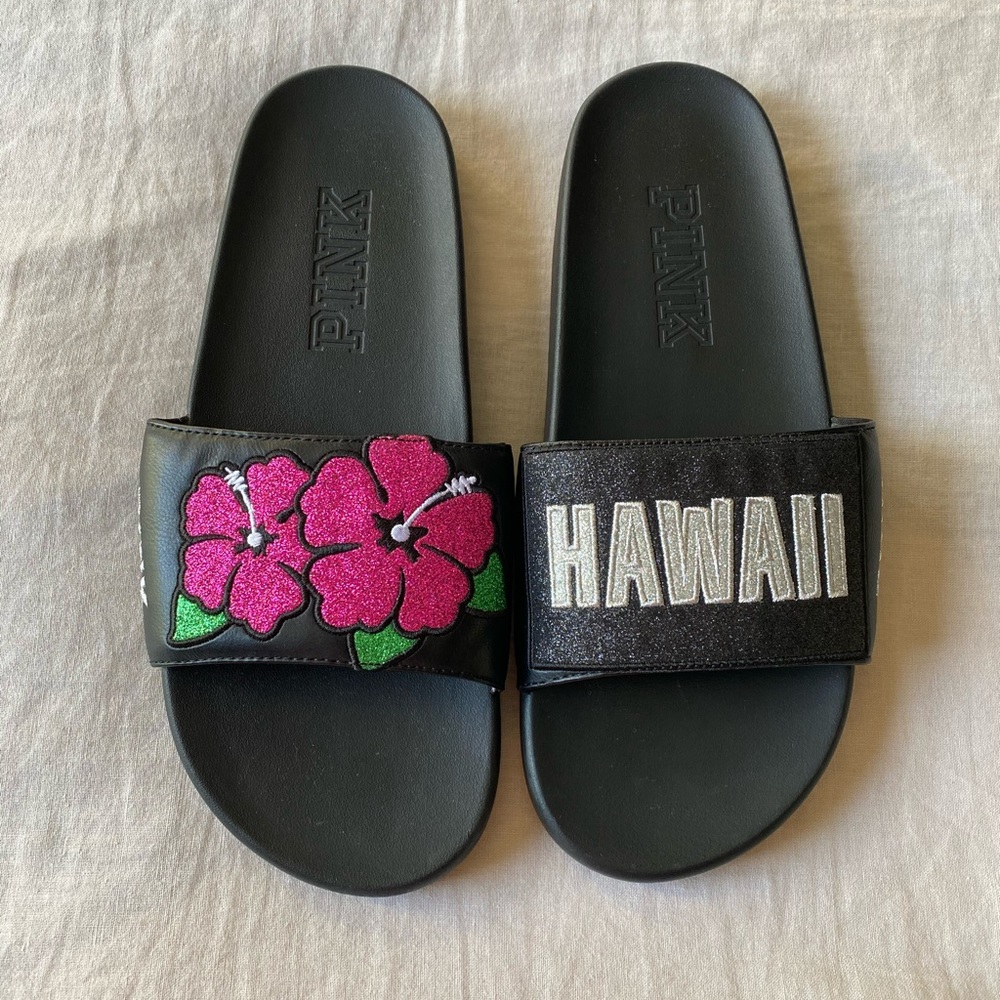 ⚠️SOLD⚠️Victoria’s Secret- PINK 🌺 HAWAII Slides